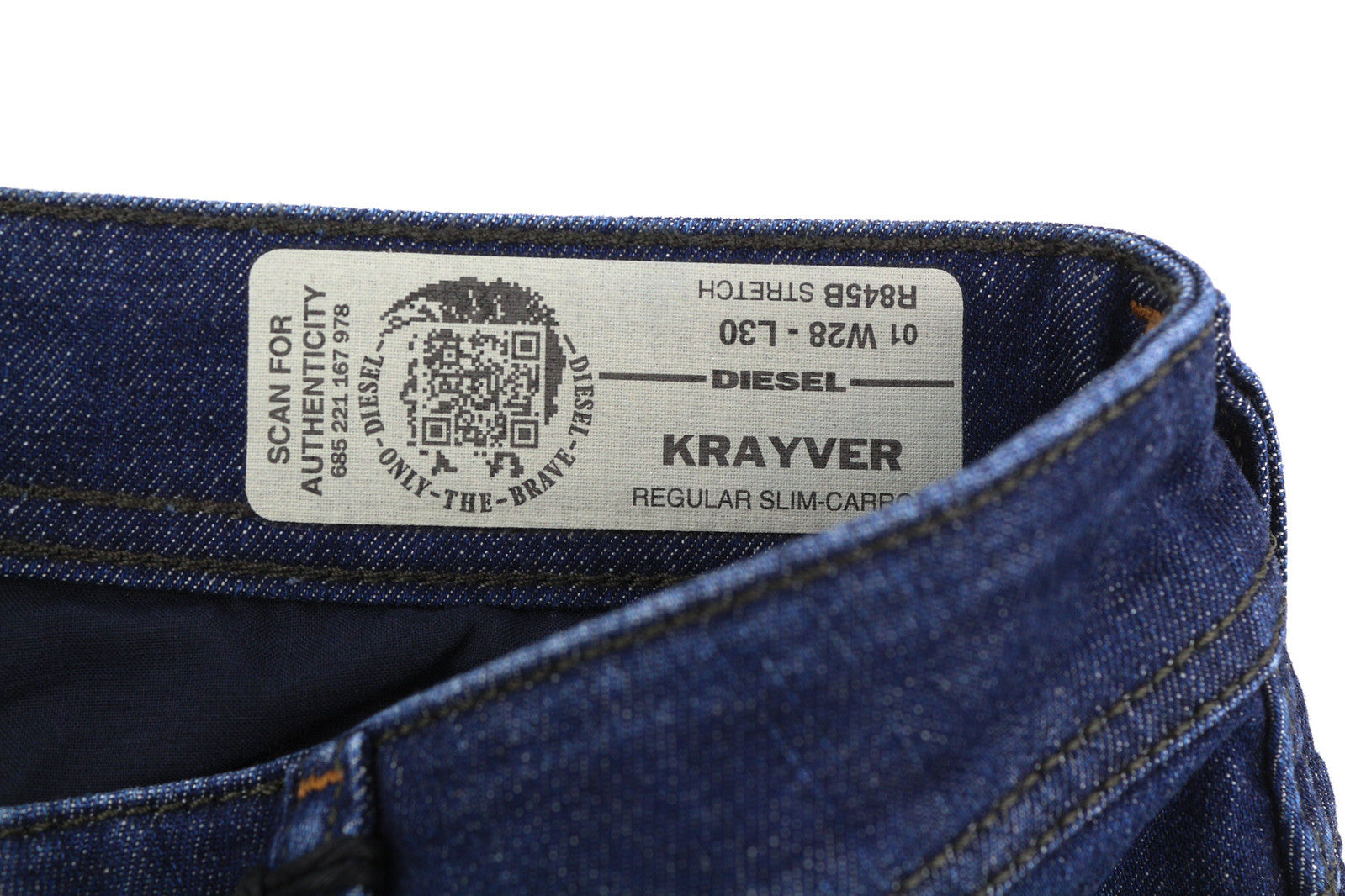 DIESEL Krayver R845B vyriški džinsai W28/L30 Regular Slim Carrot Stretch washed blue 