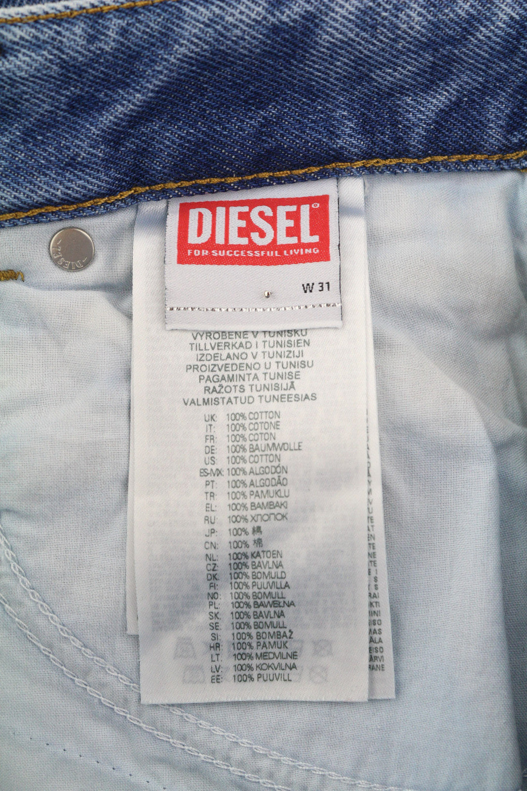 DIESEL D-Escription-FSB 09E41 moteriški džinsai W31 plataus kirpimo, skalbto džinso mėlynumo 