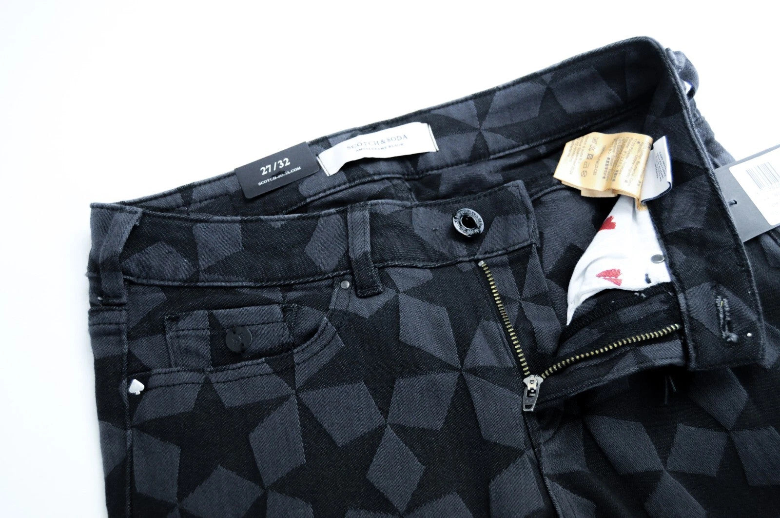 SCOTCH & SODA Women Skinny Jeans W27/L32 Black Stretch Pattern Denim