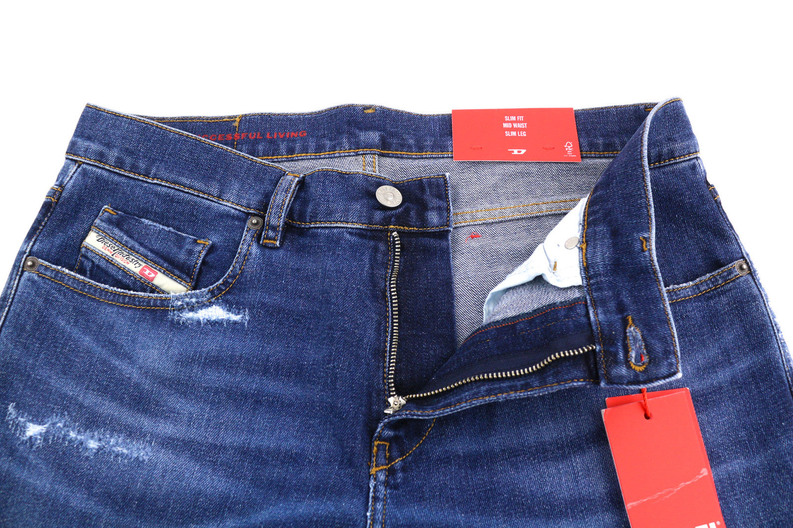 DIESEL 2019 D-Strukt 09E07 vyriški džinsai W31/L34 Slim Fit vidutinio juosmens, skalbti 