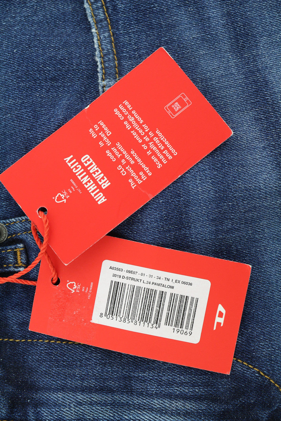 DIESEL 2019 D-Strukt 09E07 vyriški džinsai W31/L34 Slim Fit vidutinio juosmens, skalbti 