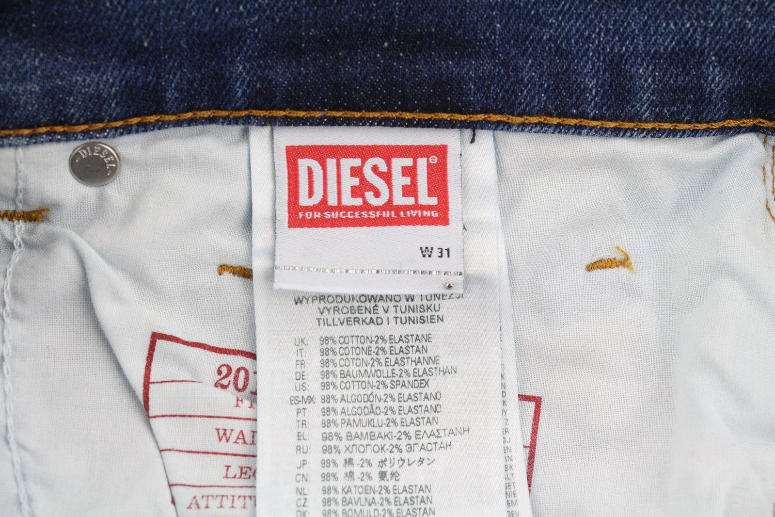 DIESEL 2019 D-Strukt 09E07 vyriški džinsai W31/L34 Slim Fit vidutinio juosmens, skalbti 