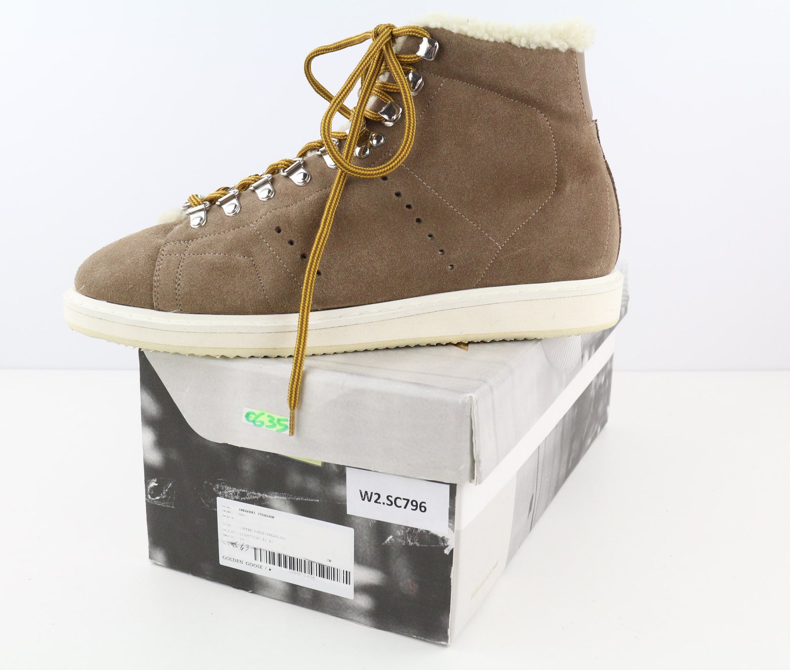 „GOLDEN GOOSE Stargame“ vyriški sportbačiai, EU43, UK9, rudi, odiniai, su nėriniuotais paviršiais, žieminiai. 