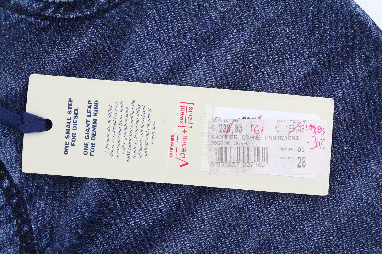 DIESEL Thommer CB-NE 0699Z Vyriški džinsai W28 Jogg Sweat Stretch Ripped Washed Blue 