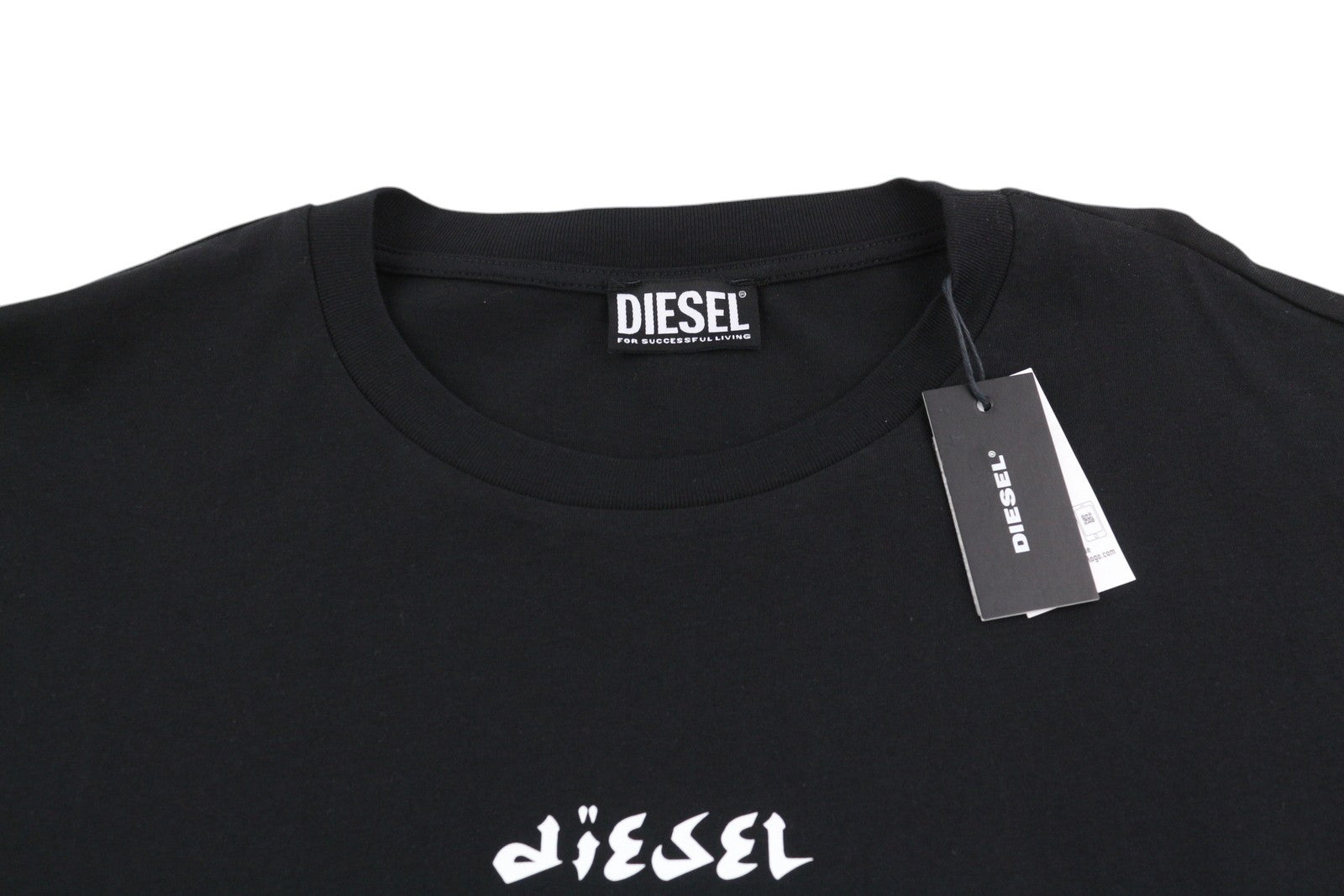 DIESEL T-Just-LS-Slits-B53 Men T-Shirt 2XL Black Pullover Crew Neck Cotton