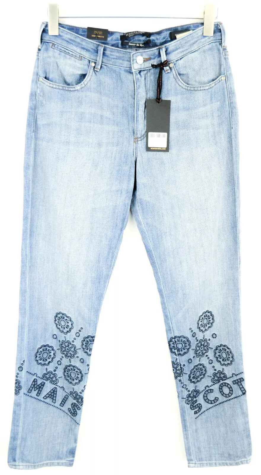 MAISON SCOTCH Blue Boyfriend Jeans W27/L32 Women Logo Washed Cotton