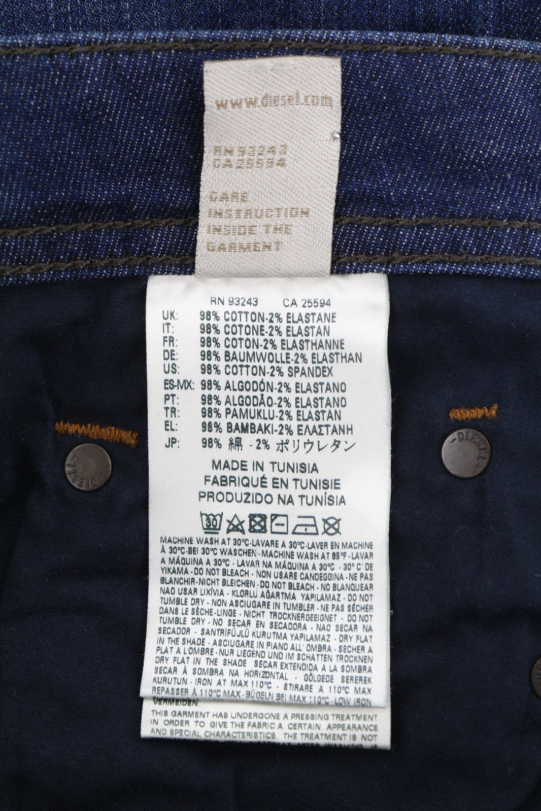 DIESEL Larkee R845B vyriški džinsai W28/L32 Regular Straight Stretch skalbto mėlyno džinso 