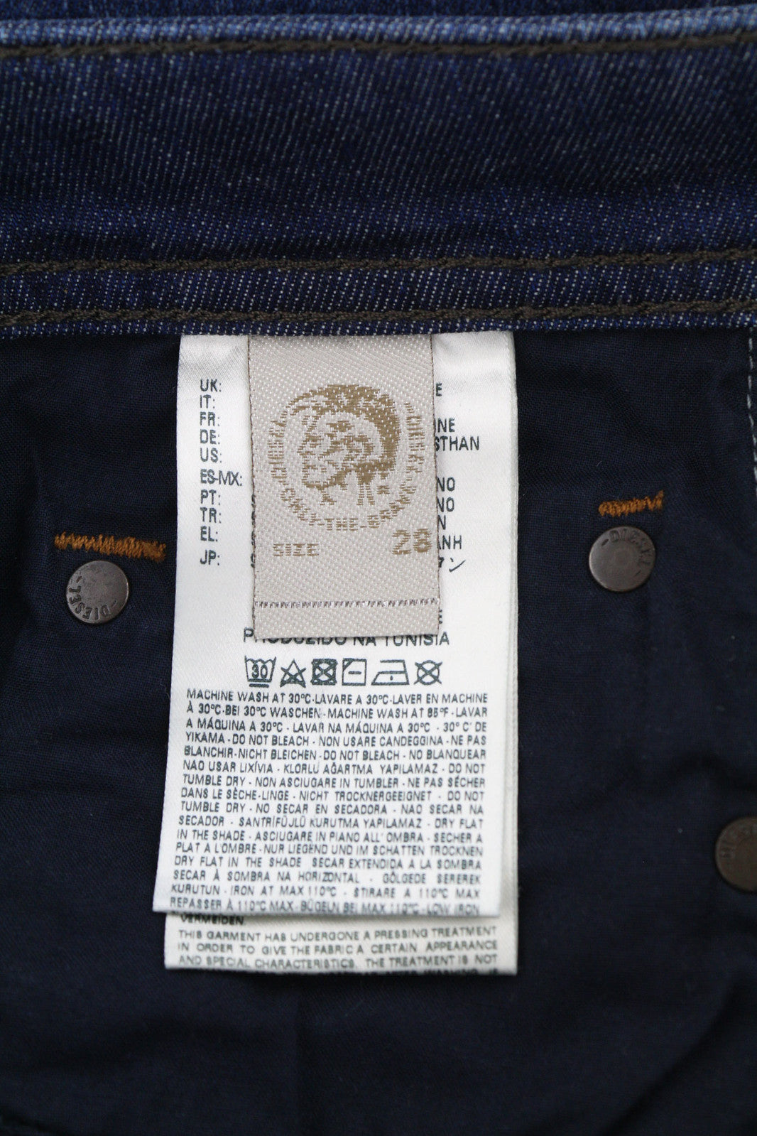 DIESEL Larkee R845B vyriški džinsai W28/L32 Regular Straight Stretch skalbto mėlyno džinso 