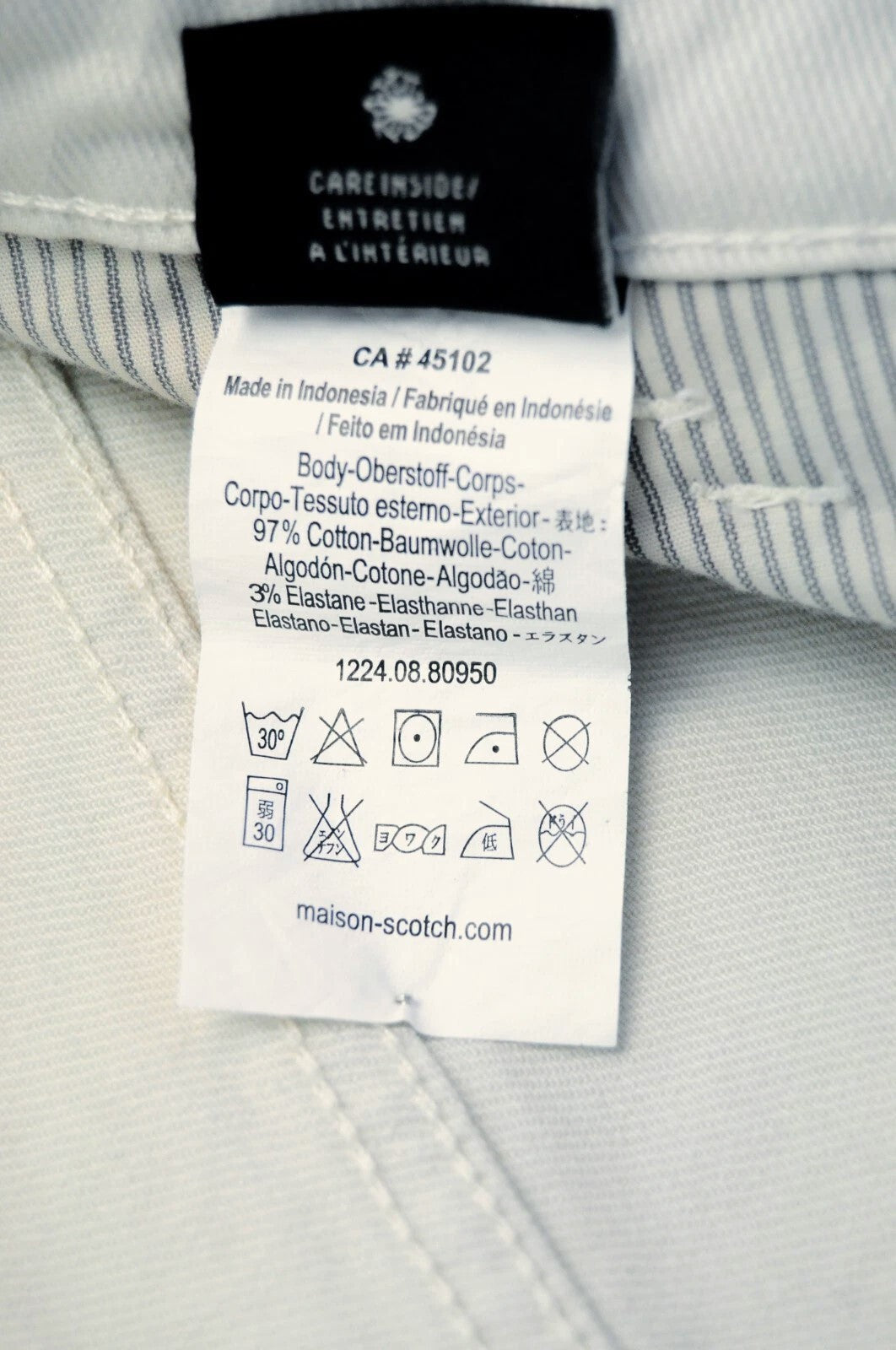 MAISON SCOTCH W31/L32 Ivory Cotton Stretch Jeans Slim Fit Women