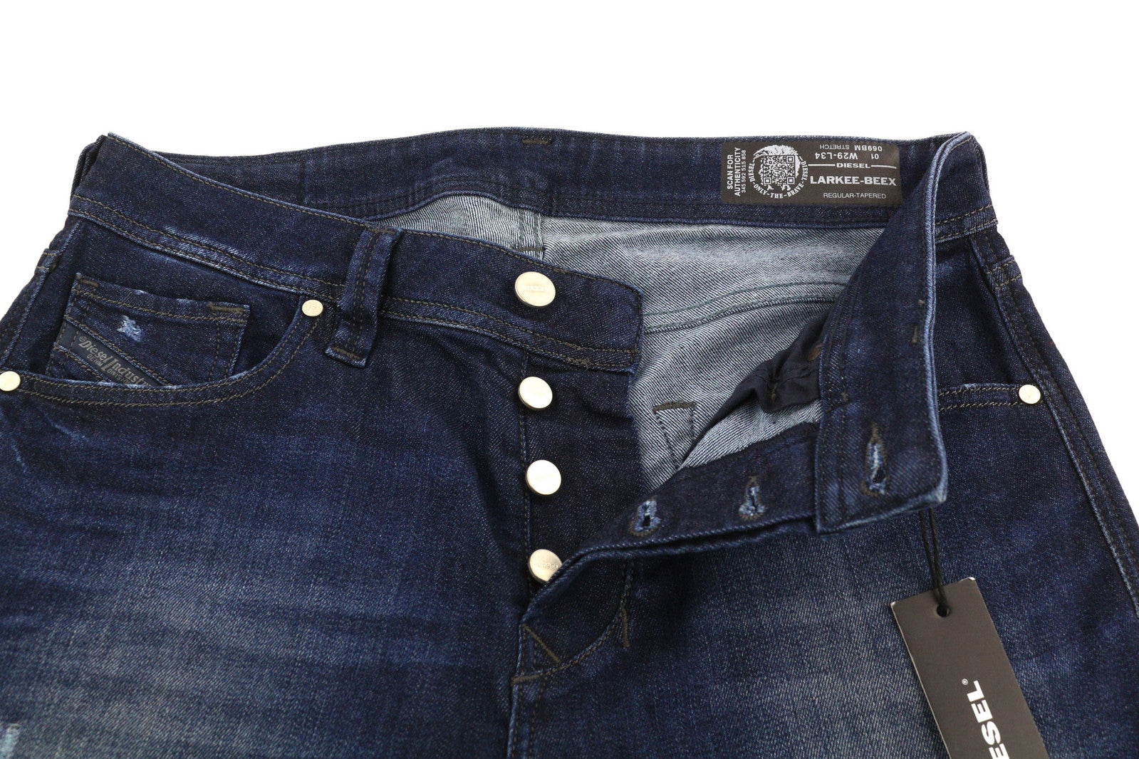 DIESEL Larkee-Beex 069BM vyriški džinsai W29/L34 Regular Tapered Stretch Ultrasoft 