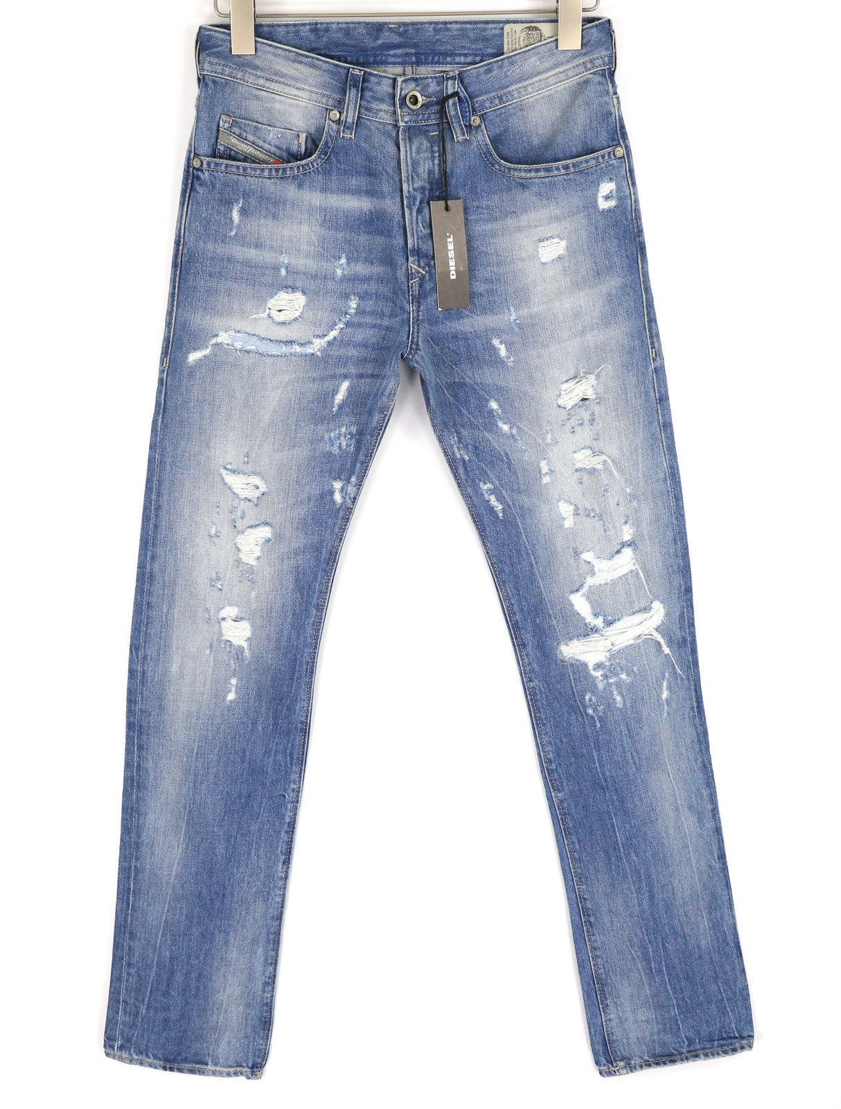 DIESEL Buster 084CM vyriški džinsai W27/L32 Regular Slim Tapered Wrapped Distressed 
