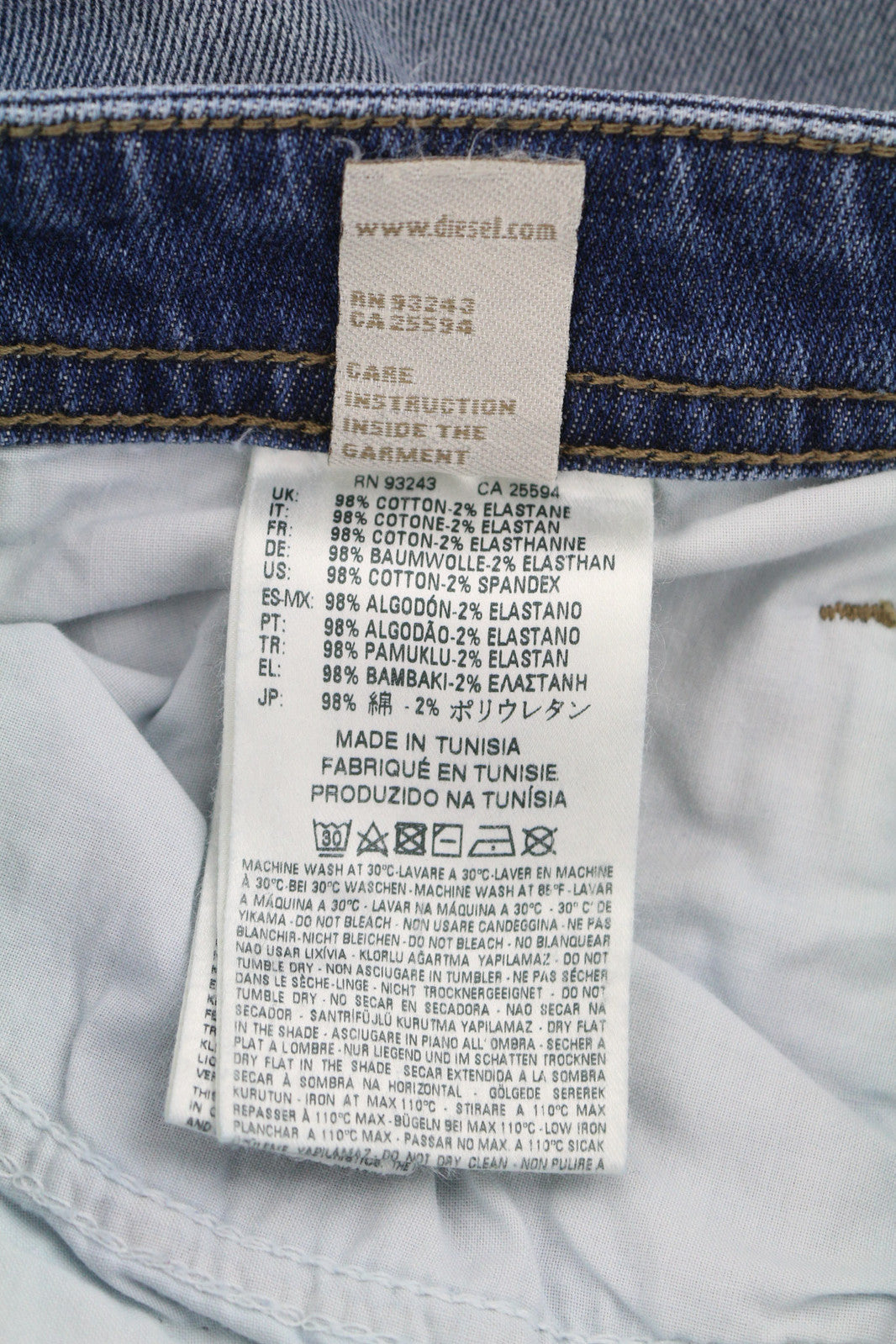 DIESEL Buster 0853P vyriški džinsai W27/L30 Regular Slim Tapered Stretch Washed Blue 