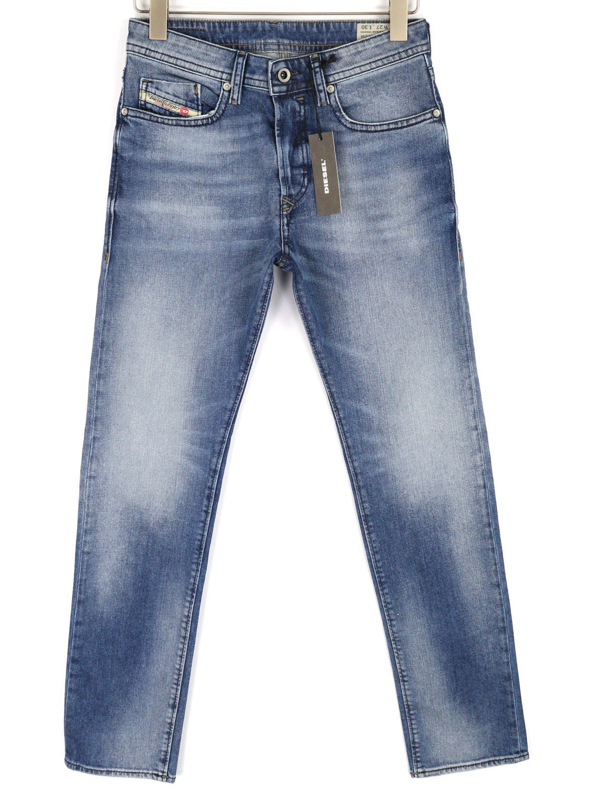 DIESEL Buster 0853P vyriški džinsai W27/L30 Regular Slim Tapered Stretch Washed Blue 