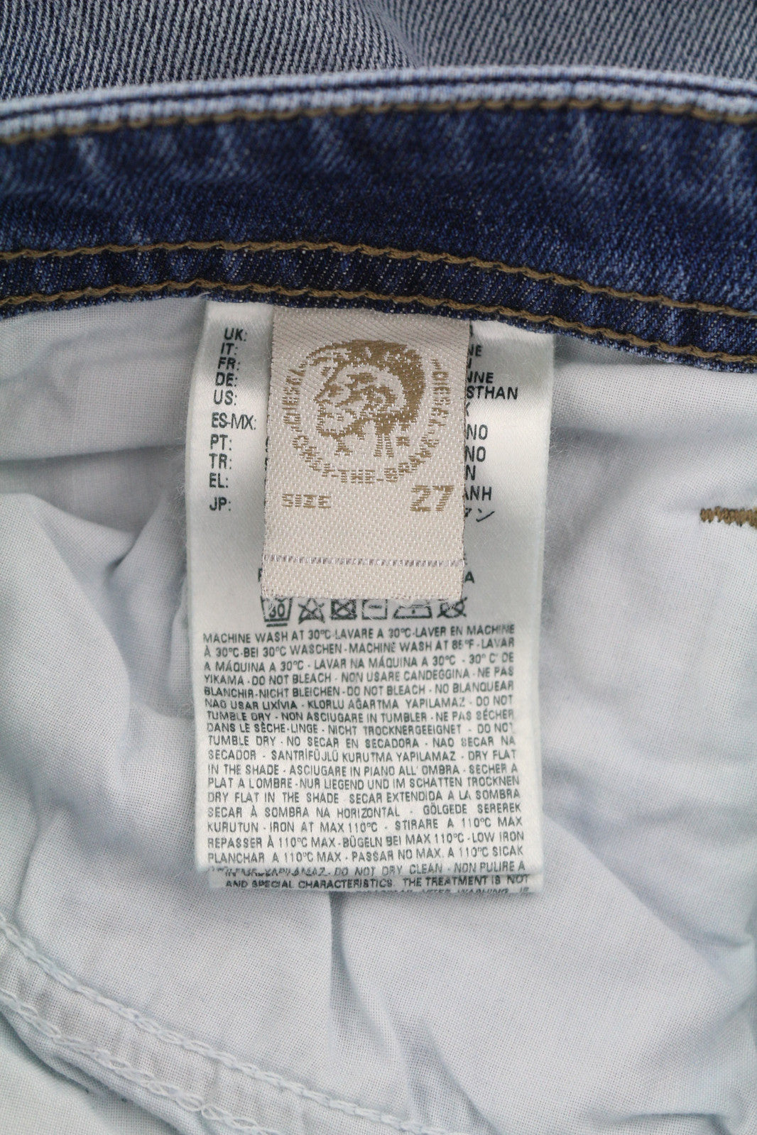 DIESEL Buster 0853P vyriški džinsai W27/L30 Regular Slim Tapered Stretch Washed Blue 