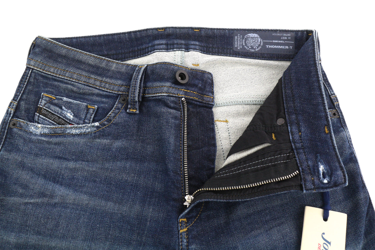 DIESEL Thommer-T 087AI Vyriški džinsai W27 Jogg Sweat Stretch Distress Plyšę skalbti 