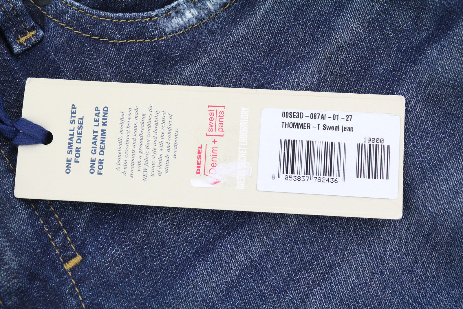 DIESEL Thommer-T 087AI Vyriški džinsai W27 Jogg Sweat Stretch Distress Plyšę skalbti 