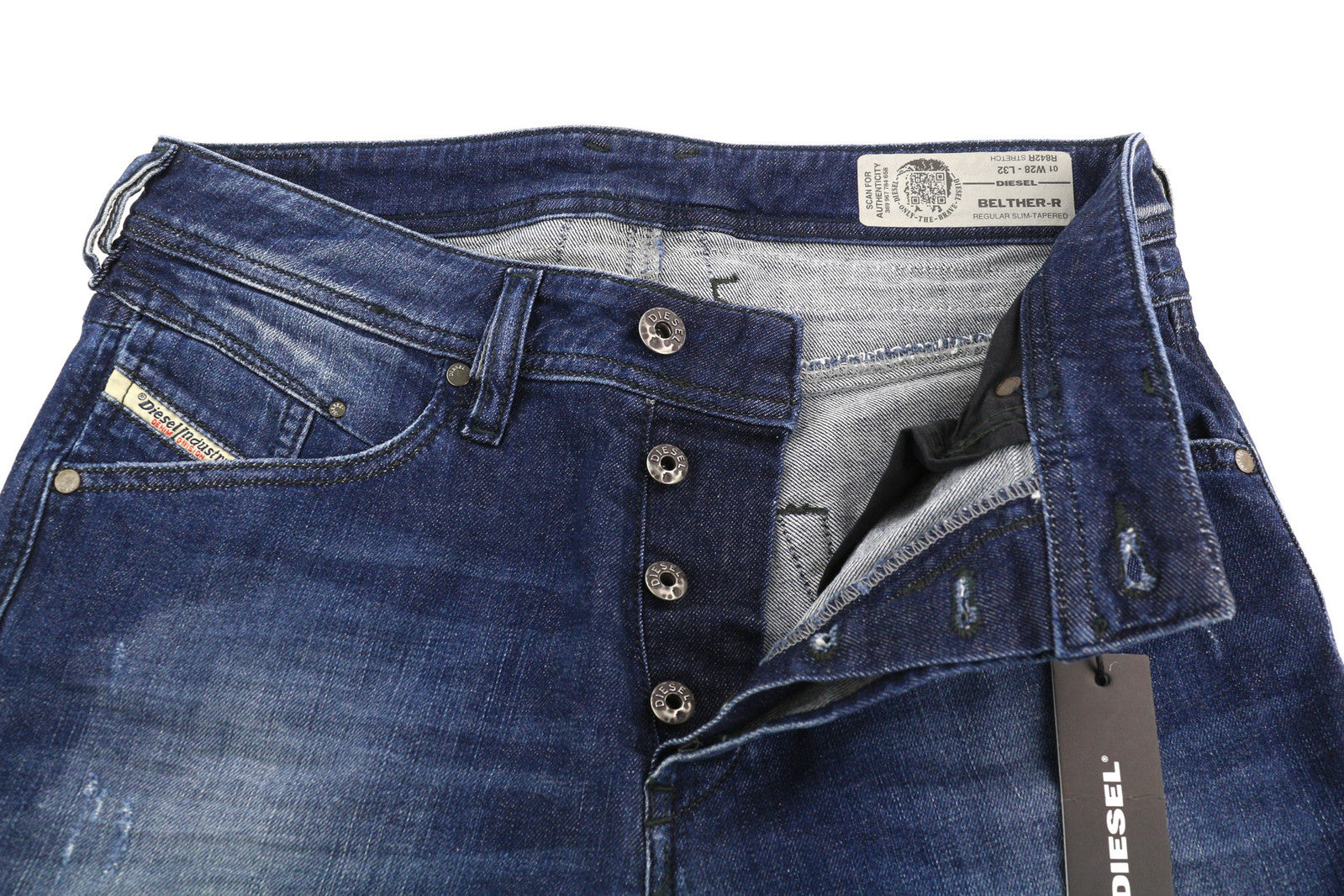 DIESEL Belther-R R842R vyriški džinsai W28/L32 Regular Slim Tapered Stretch Women's ... 