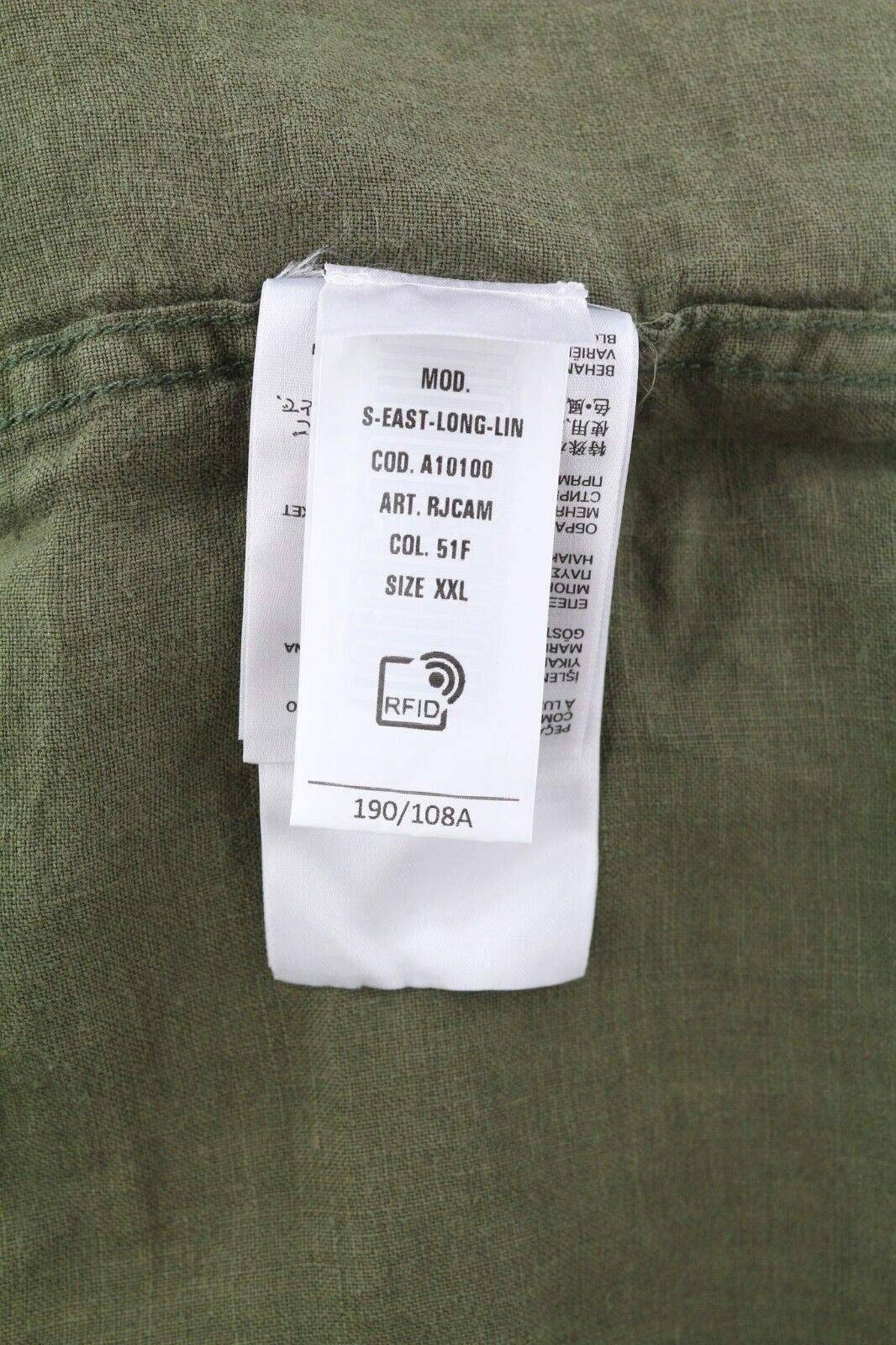 DIESEL S-East-Long-Lin vyriški marškinėliai, 2XL, alyvuogių žali, lininiai su sagomis, rekomenduojama kaina – 175 € 