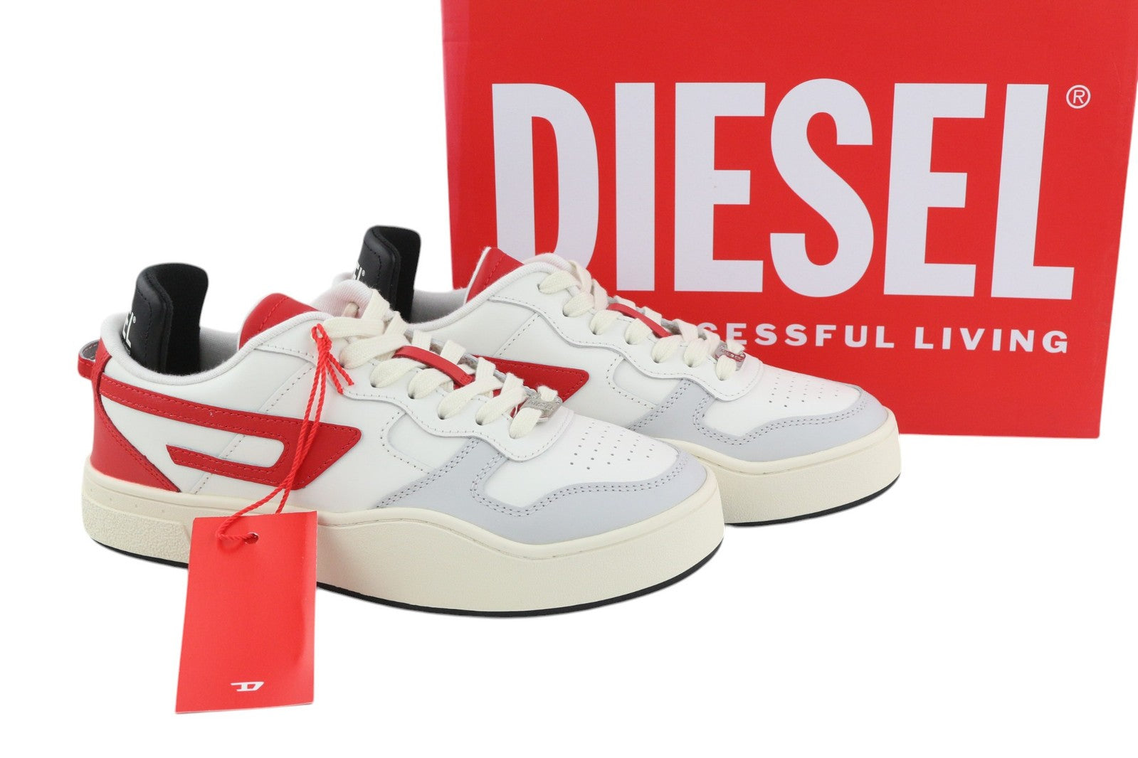 DIESEL S-Ukiyo žemakulniai vyriški sportbačiai, šviesios karvės odos, suvarstomi, EU42, RRP – 195 € 