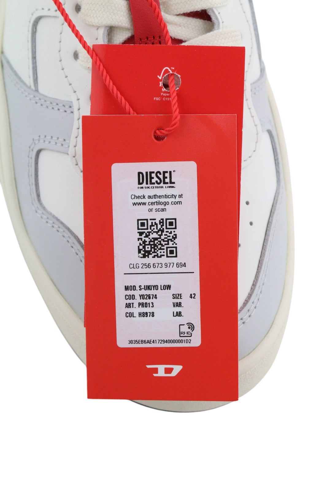 DIESEL S-Ukiyo žemakulniai vyriški sportbačiai, šviesios karvės odos, suvarstomi, EU42, RRP – 195 € 