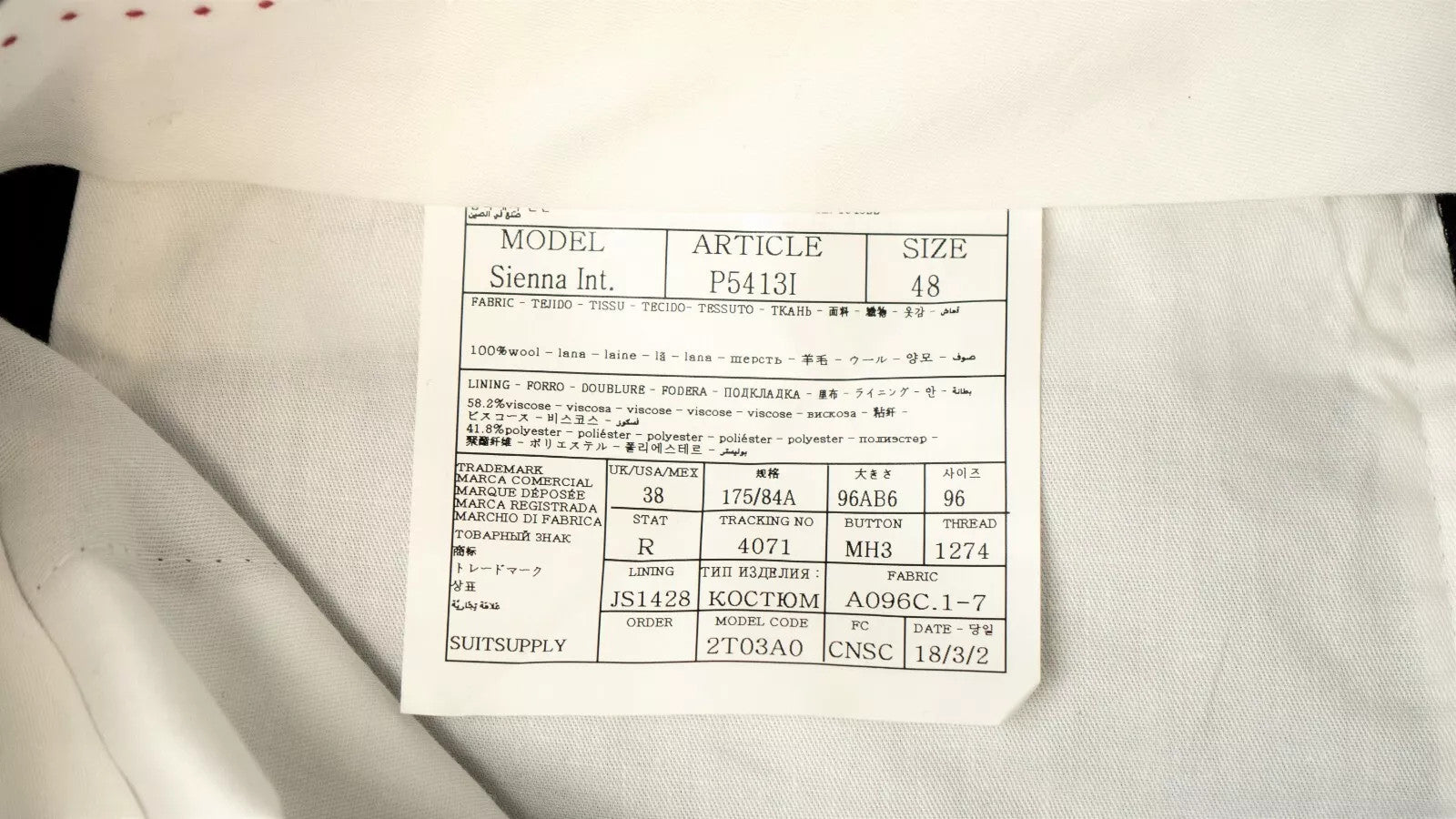 SUITSUPPLY Navy Wool Men Pants UK38R Sienna Pleated Classic Fit Lined