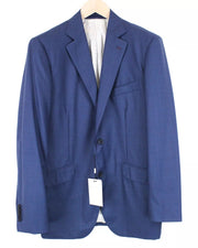 SUITSUPPLY vyriškas švarkas UK44 mėlynas Lazio vilnonis švarkas su įpjovomis atvarte ir pamušalu klasikinis 