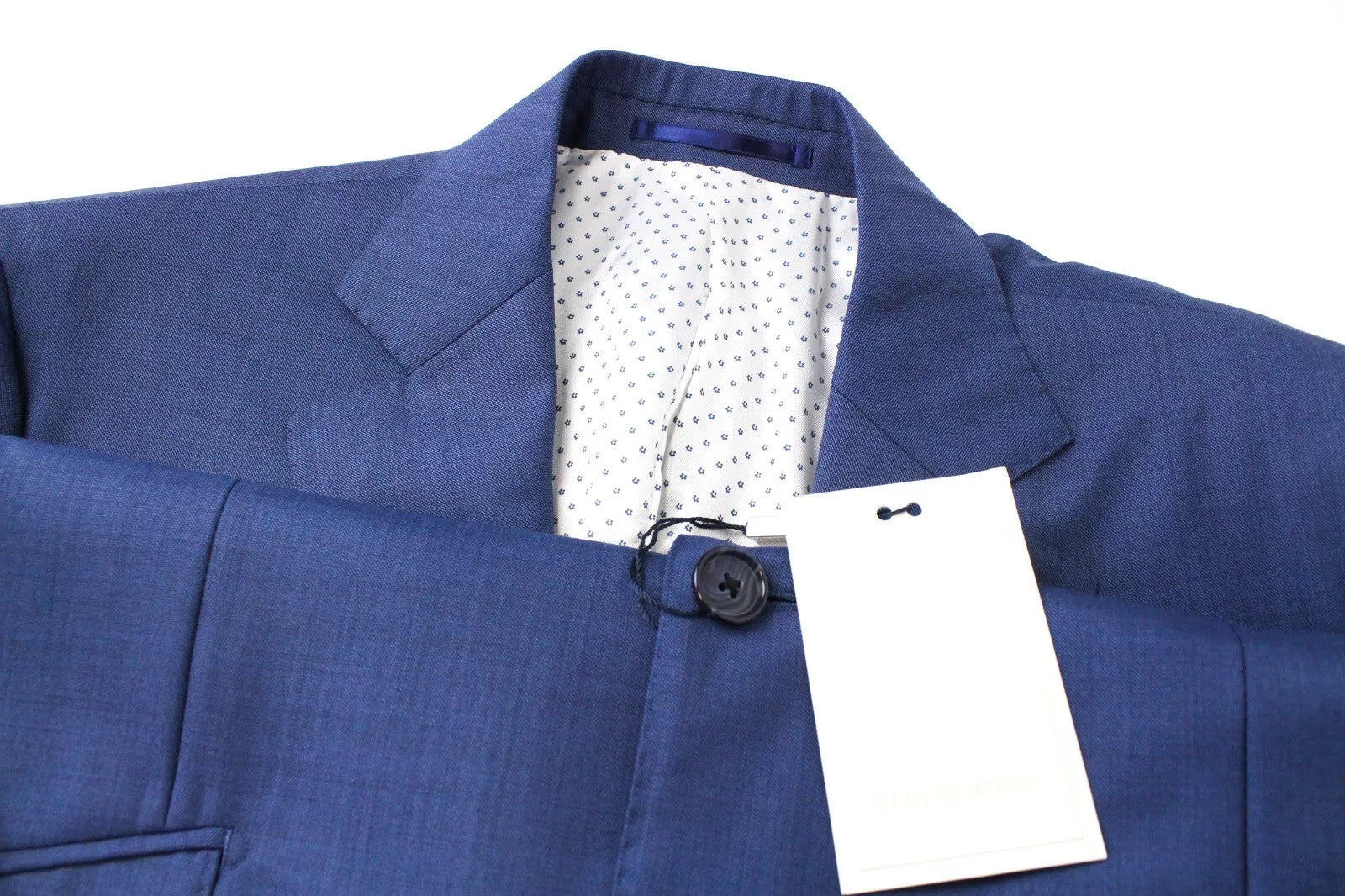 SUITSUPPLY vyriškas švarkas UK44 mėlynas Lazio vilnonis švarkas su įpjovomis atvarte ir pamušalu klasikinis 