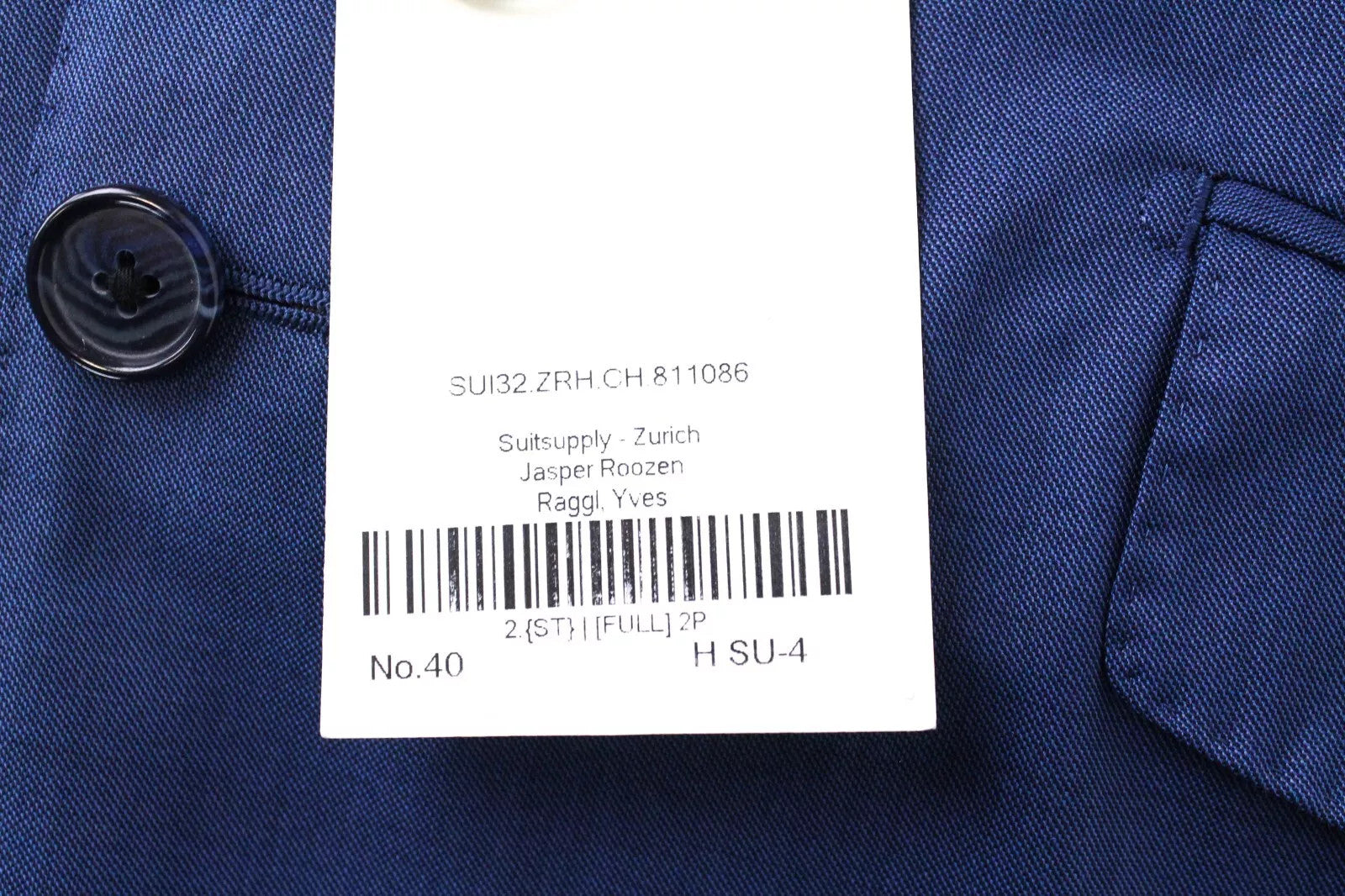 SUITSUPPLY vyriškas švarkas UK44 mėlynas Lazio vilnonis švarkas su įpjovomis atvarte ir pamušalu klasikinis 