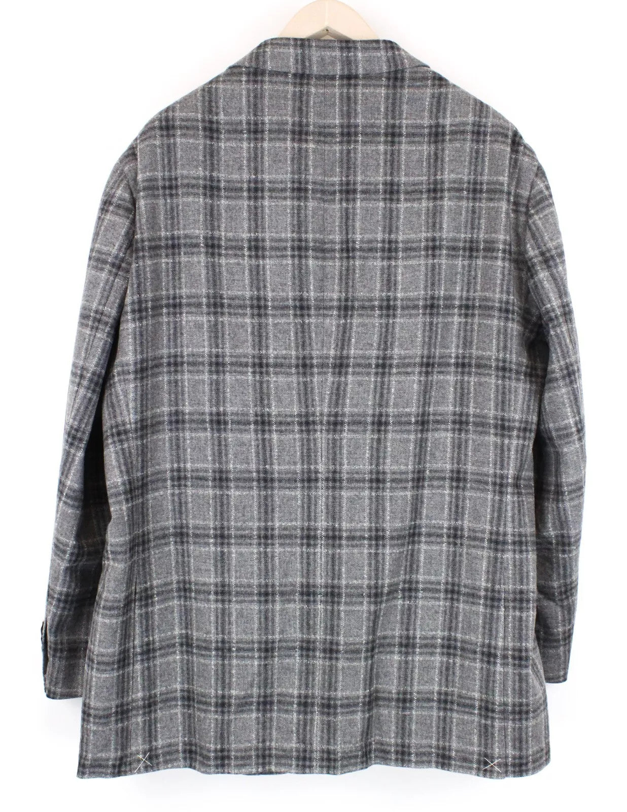 SUITSUPPLY UK54R vyriškas švarkas pilkas languotas havanos vilnonis kašmyro pamušalas 