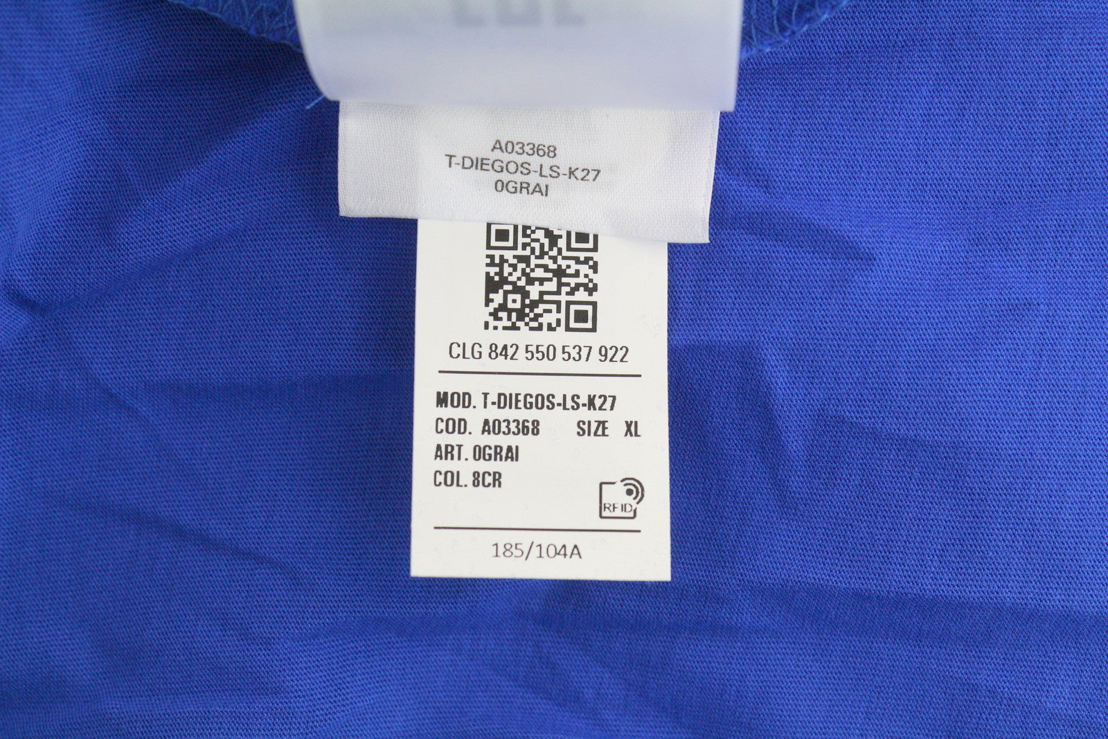 DIESEL T-Diegos-LS-K27 vyriški marškinėliai, mėlyni, megztiniai su apvalia kaklu ir logotipu, medvilniniai