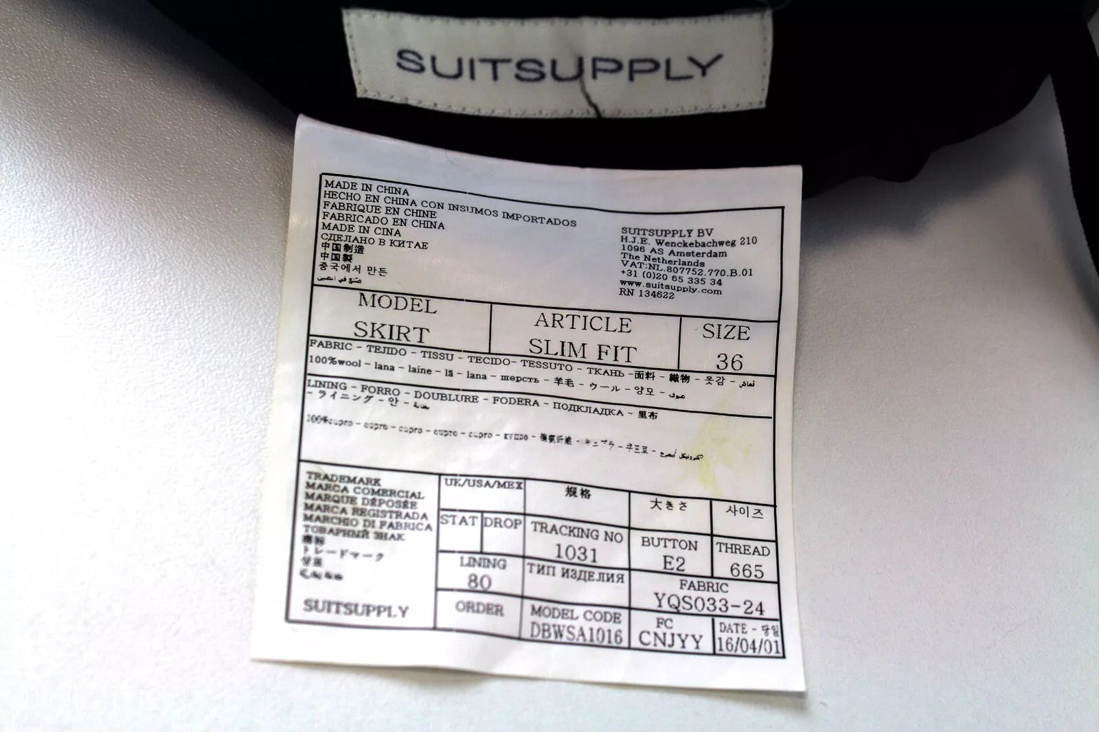 SUITSUPPLY Skirt EU36 Women Navy Pure Wool Slim Fit Lined Formal Wear