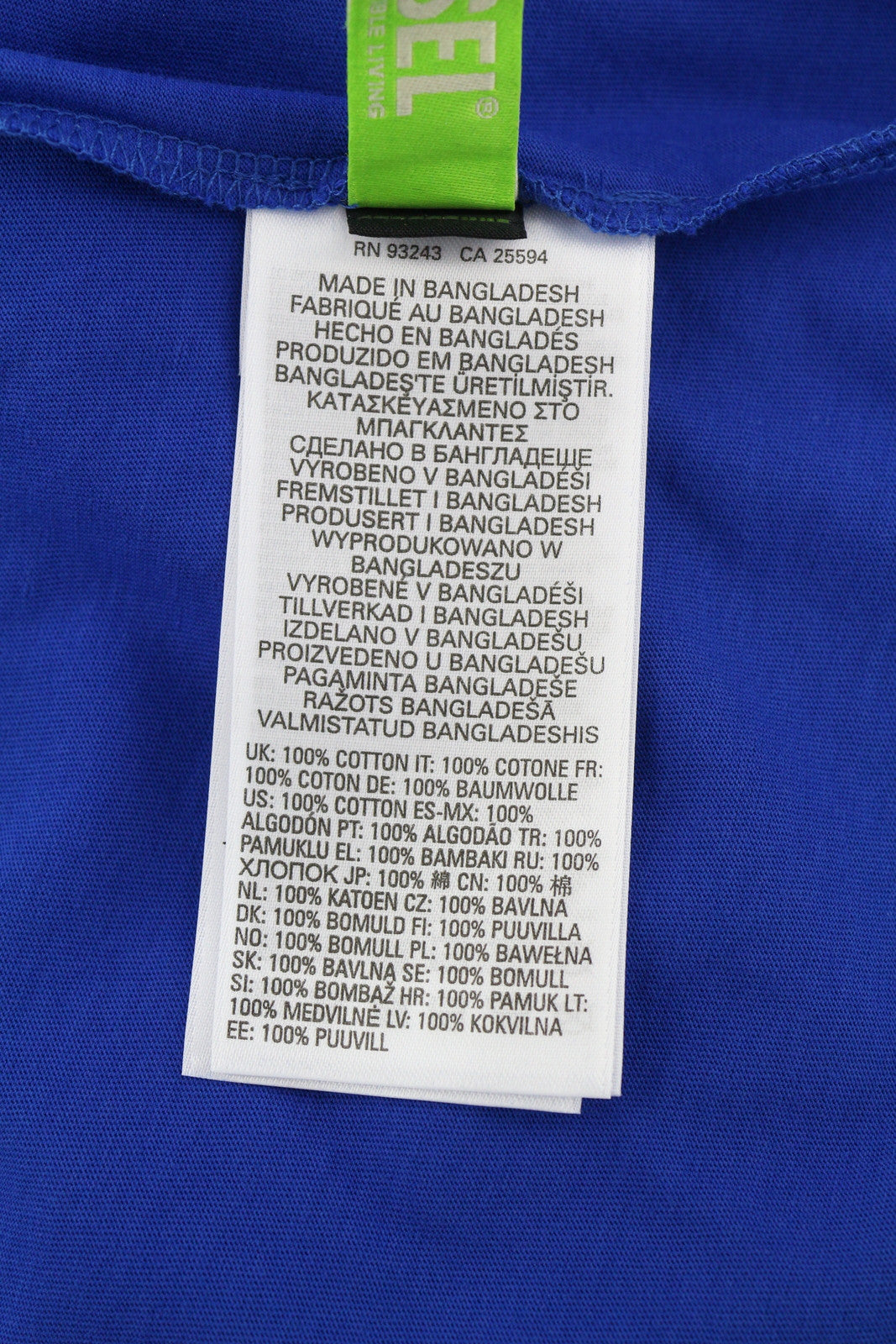 DIESEL T-Diegos-LS-K27 vyriški marškinėliai M vidutinio mėlynumo, megztinis su apvalia kaklo iškirpte ir logotipu, medvilniniai 