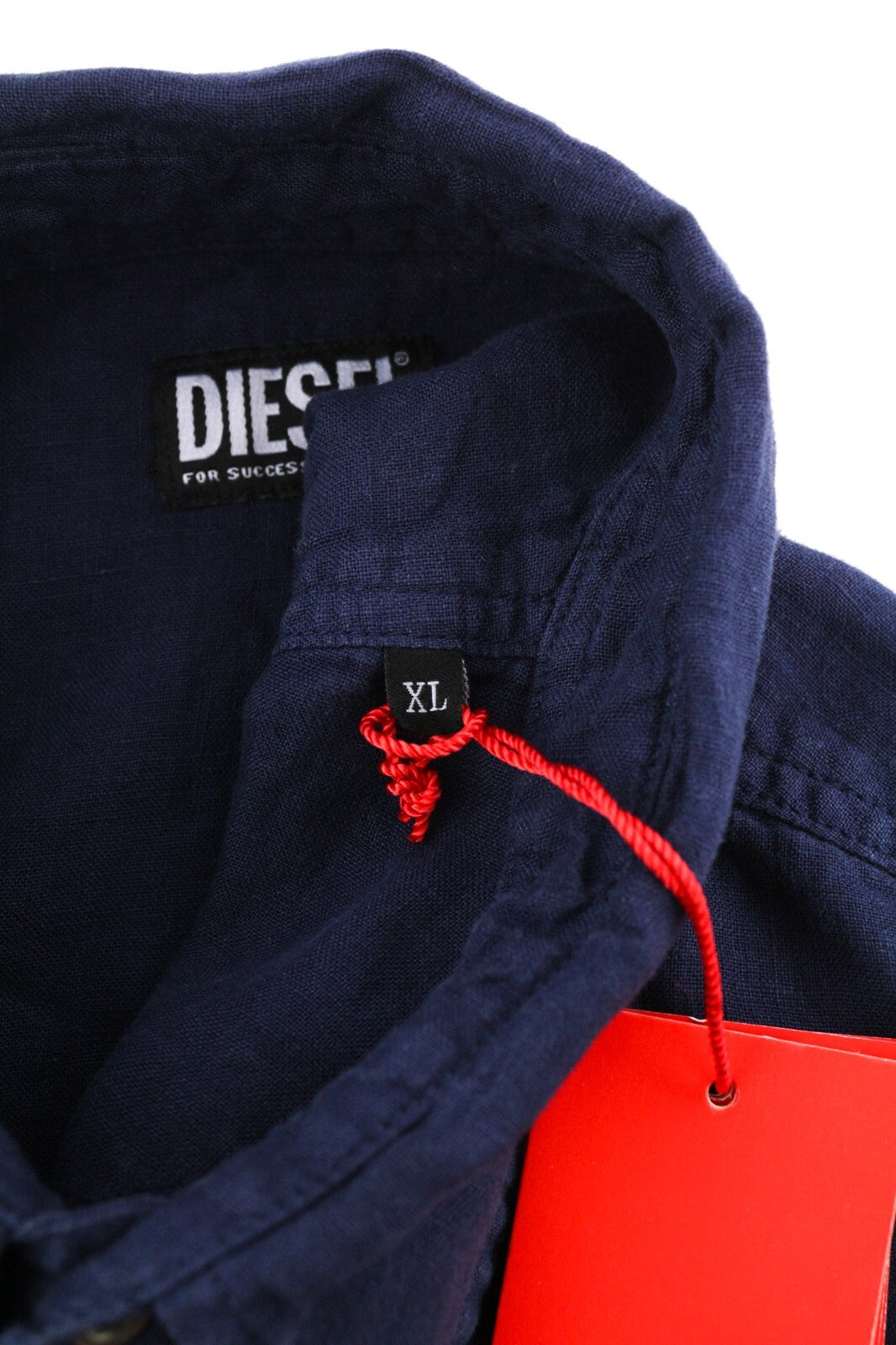 DIESEL S-East-Long-Lin vyriški marškinėliai, XL dydžio, vakarietiško stiliaus, lininiai, RRP 175 €, tamsiai mėlyni. 