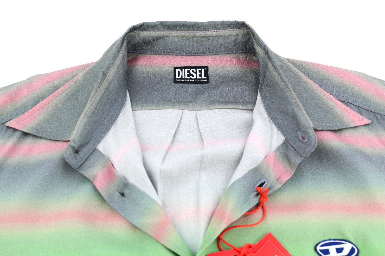 DIESEL vyriški marškinėliai su S formos Tucker juostele, XL dydžio, laisvalaikio stiliaus, raštuoti, RRP 150 €, išskleidžiama apykaklė 