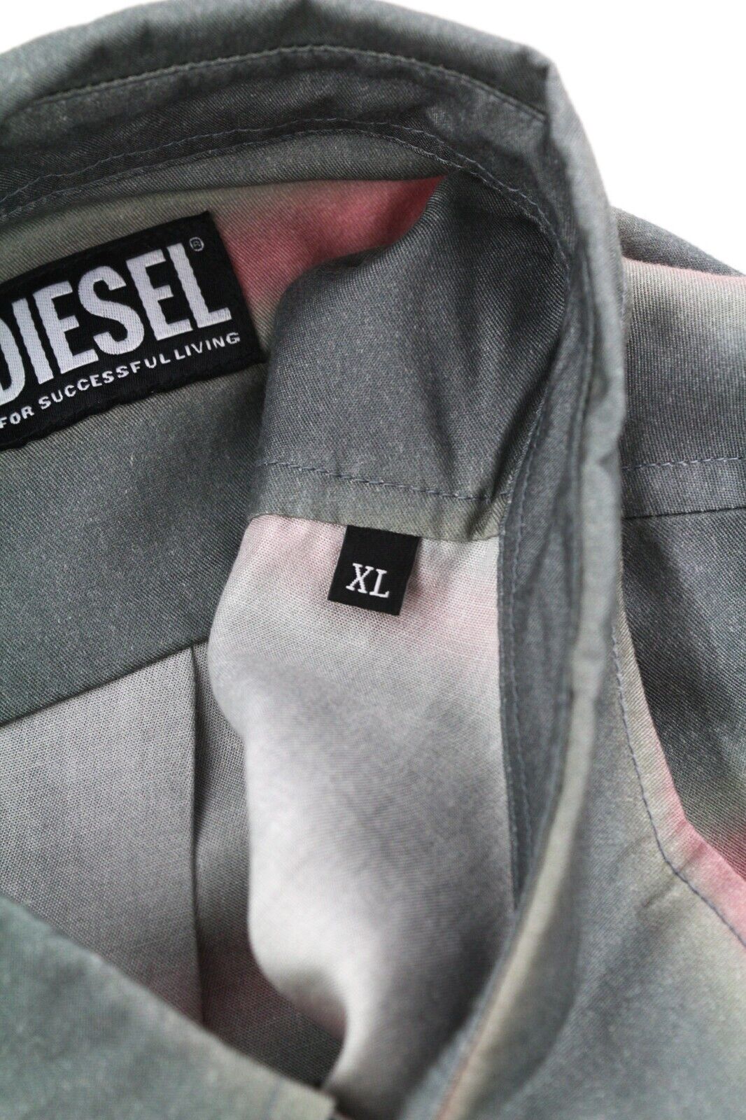 DIESEL vyriški marškinėliai S-Tucker dryžiais, XL dydžio, RRP150, raštuoti, sagomis užsegami, platėjančios apykaklės. 