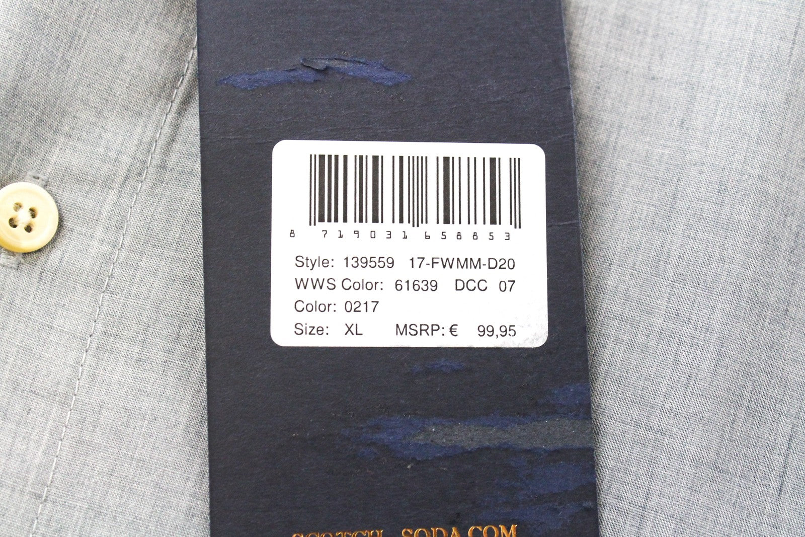 SCOTCH & SODA Ams Couture Blue Shirt XL Cotton Long Sleeve Button-Up for Men