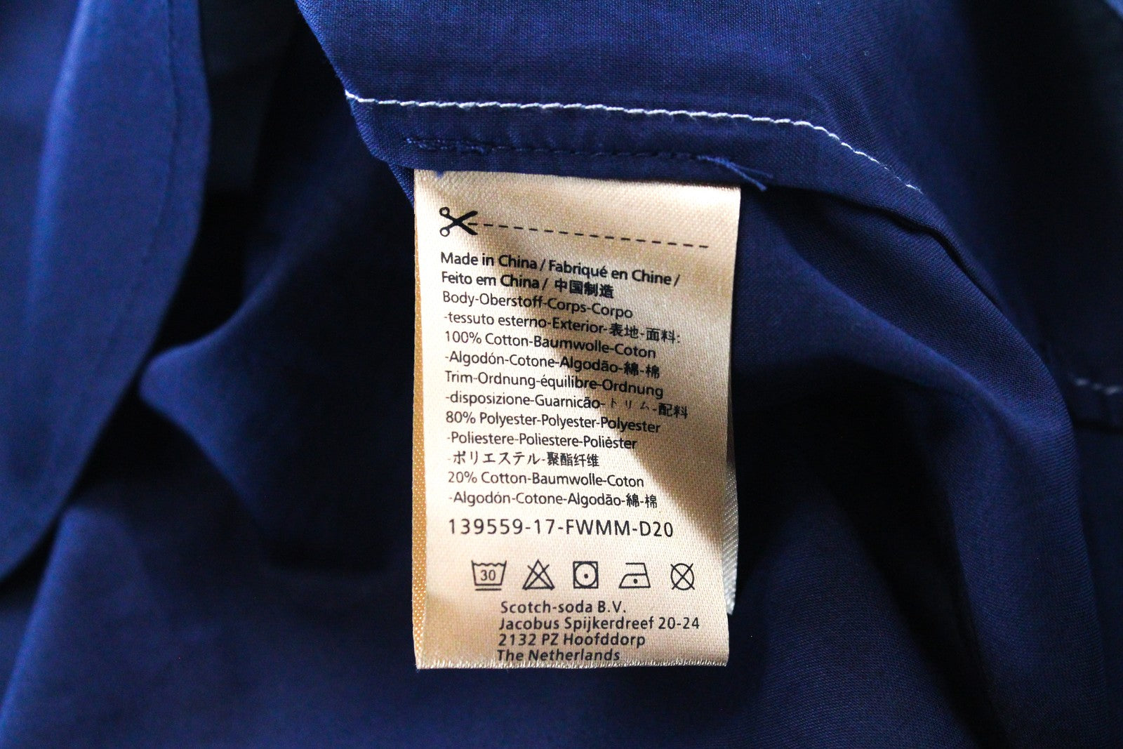 SCOTCH & SODA Ams Couture Blue Shirt XL Cotton Long Sleeve Button-Up for Men