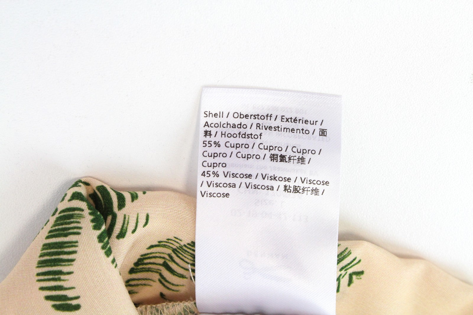 DENHAM Thelma T-Shirt Beige V-Neck Palm Pattern L Short Lightweight for Women