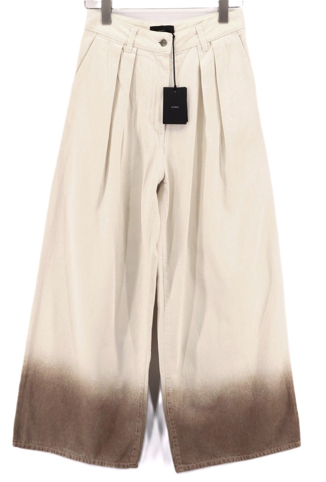 ALANUI ryškių atspalvių moteriški džinsai, platūs, smėlio spalvos, rudi, klostuoti, 599 € 