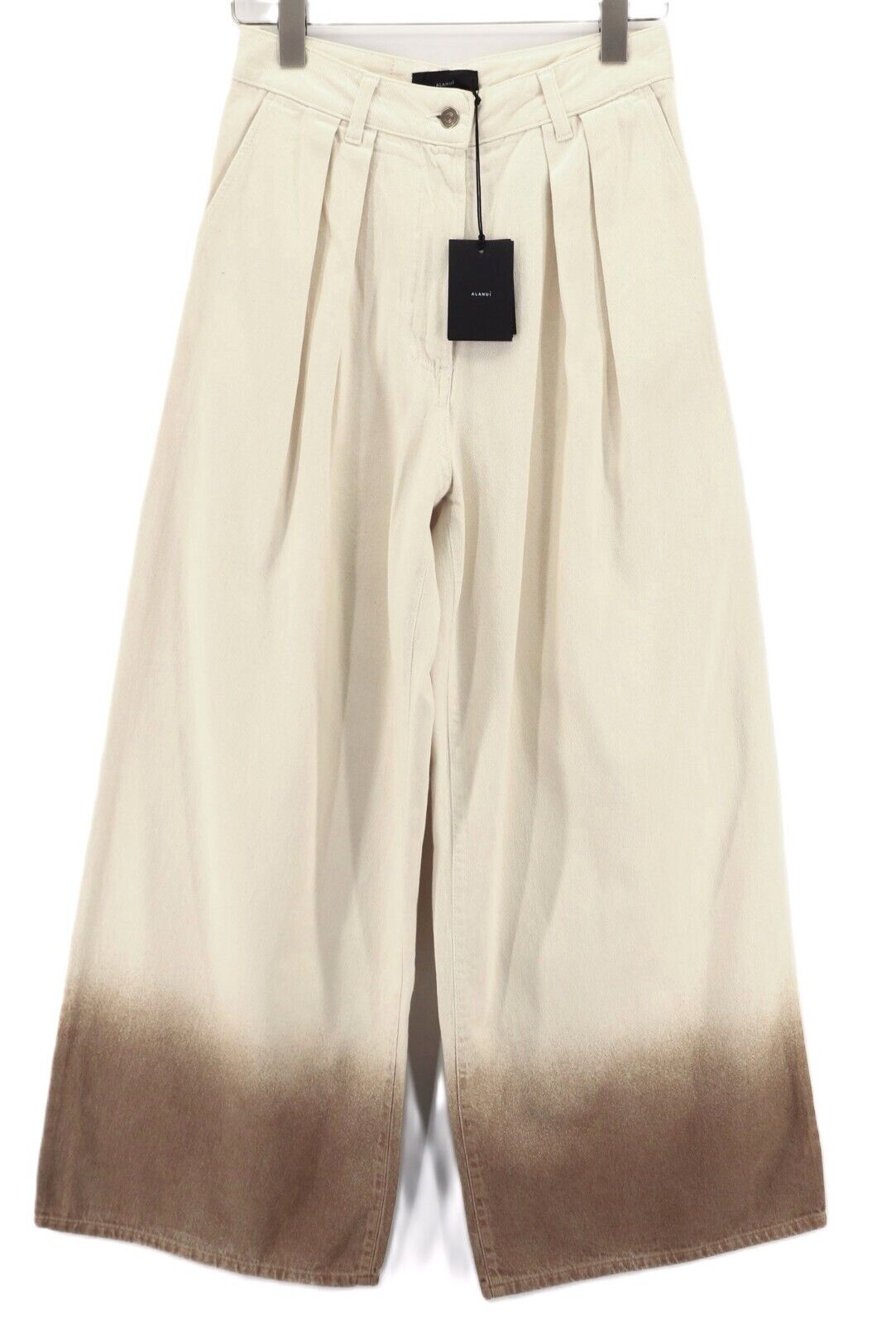 RRP 599 € ALANUI ryškių atspalvių moteriški džinsai W27 platūs, tamsiai rudos medvilnės 