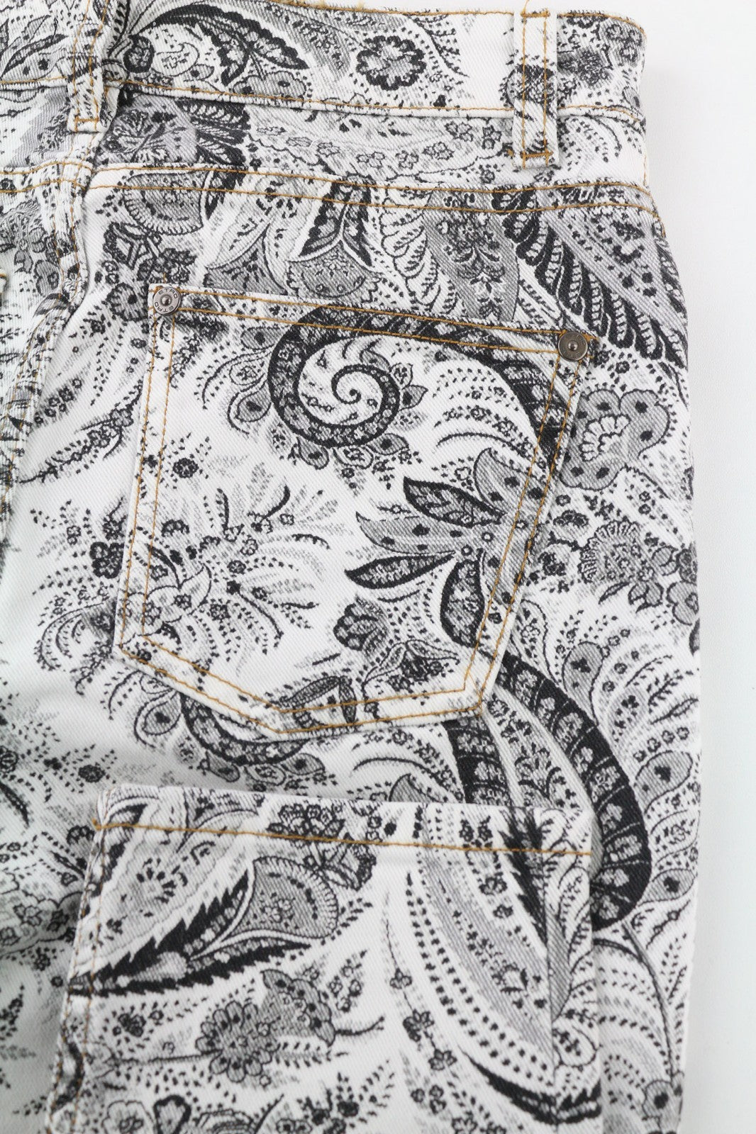 RRP€599 ETRO Womens Jeans W26 Slim  White Cotton Stretch Paisley Patterned