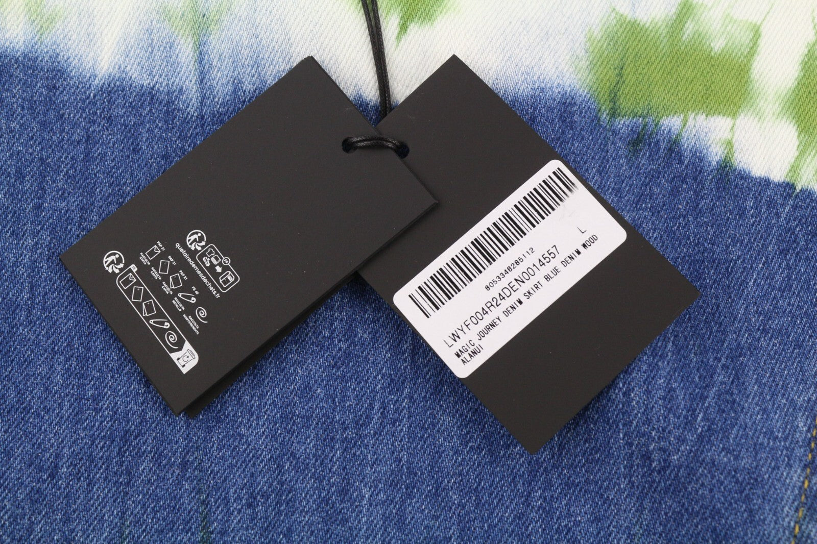 ALANUI „Magic Journey“ moteriškas sijonas, L dydžio, mėlynai žalias, dažytų audinių apvyniojamas, vidutinio dydžio, 580 €