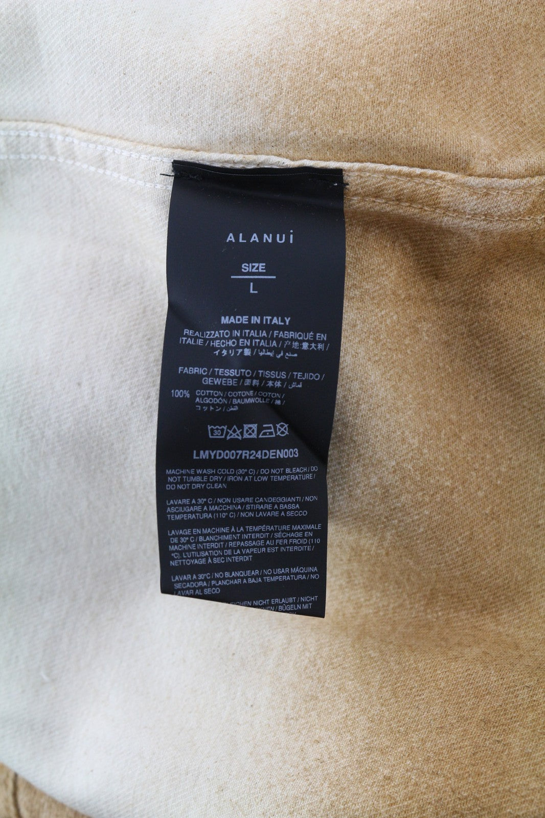 ALANUI ryškių atspalvių vyriški marškinėliai, L dydžio, smėlio spalvos, rudi, unisex marškinėliai su palaidine, rekomenduojama kaina – 699 € 