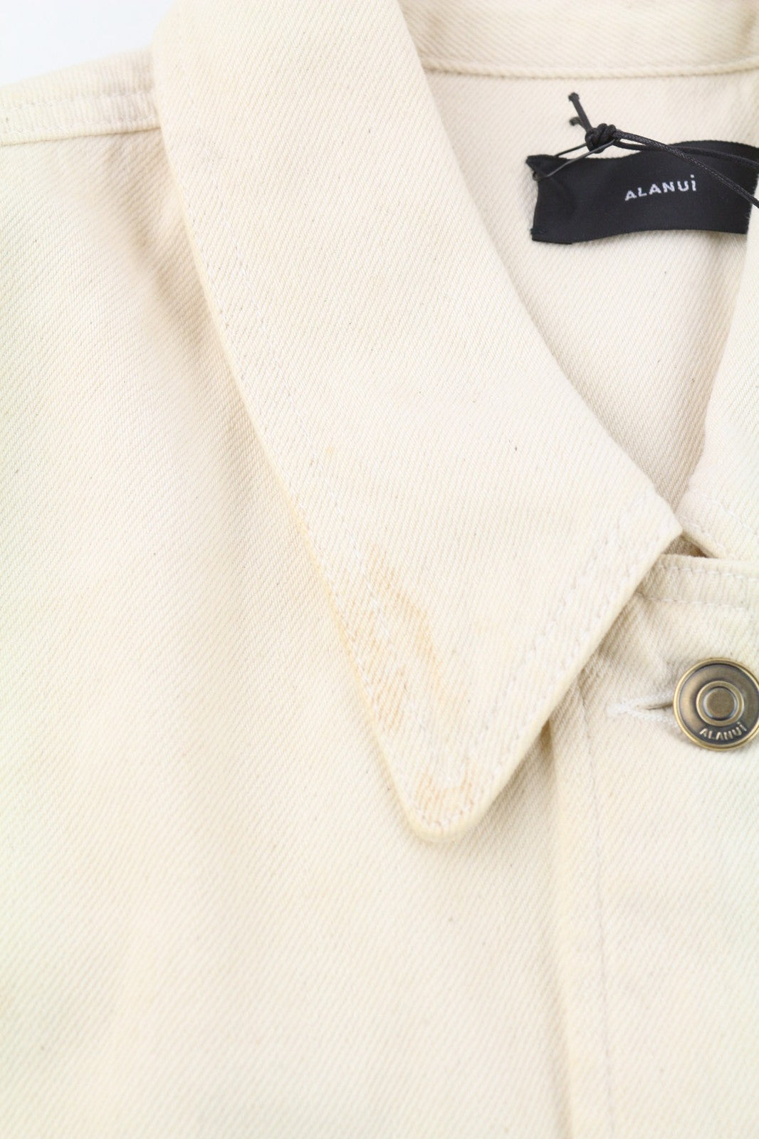 ALANUI ryškių atspalvių moteriškas švarkas S dydžio rudos medvilnės unisex marškinėliai su neapdorotu audiniu 599 € 