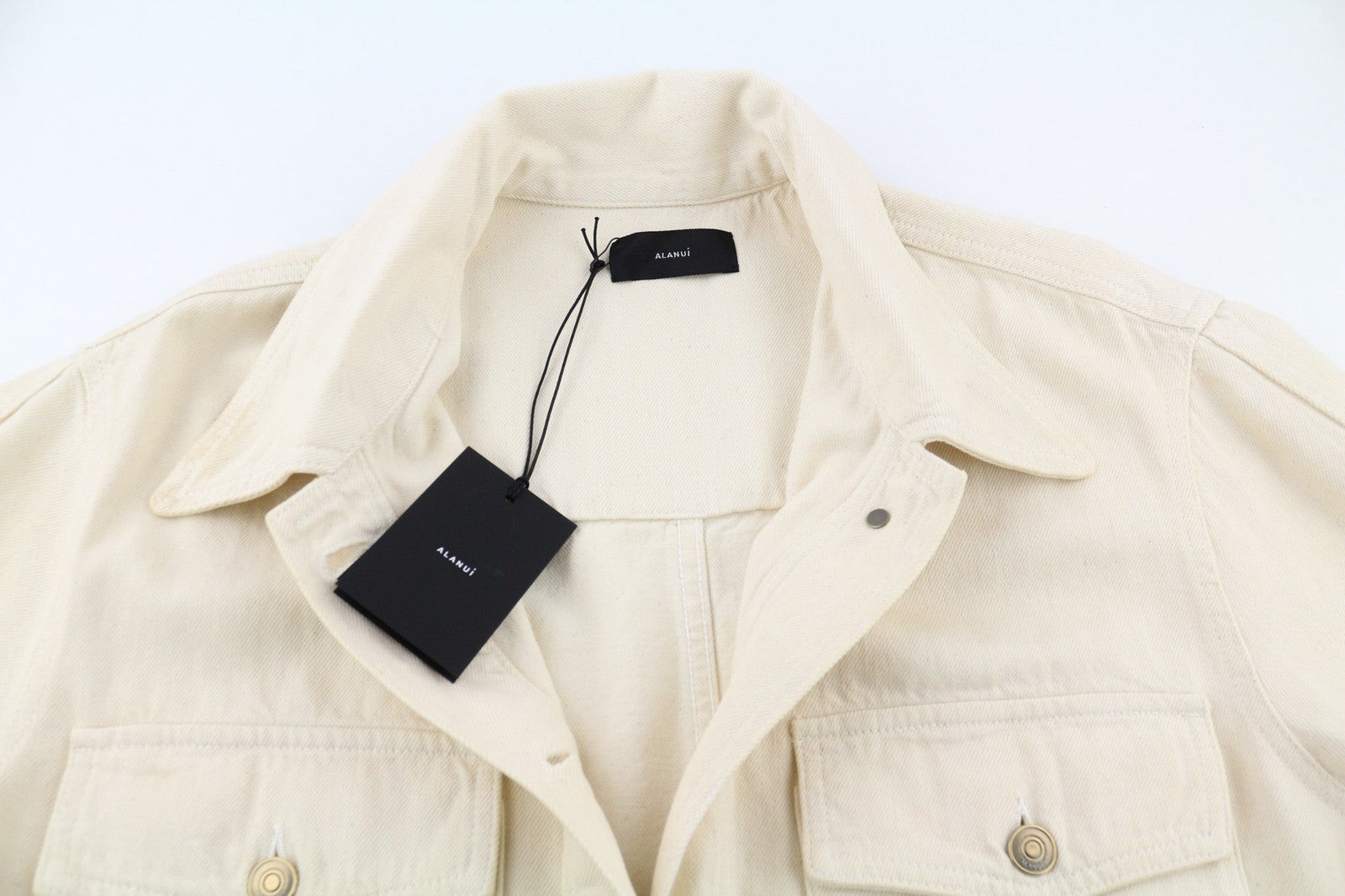 ALANUI ryškių atspalvių moteriškas švarkas S dydžio rudos medvilnės unisex marškinėliai su neapdorotu audiniu 599 € 