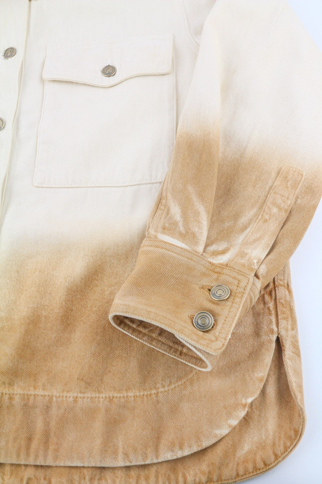 ALANUI ryškių atspalvių moteriškas švarkas S dydžio rudos medvilnės unisex marškinėliai su neapdorotu audiniu 599 € 