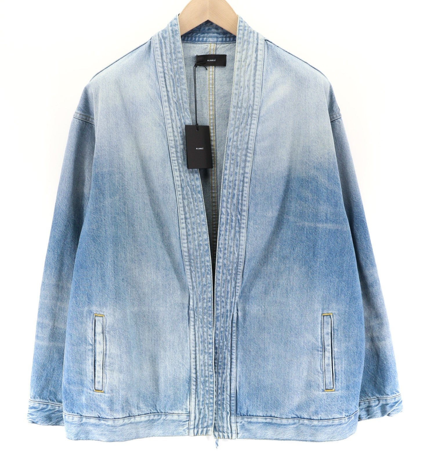 ALANUI Kerala vyriškas švarkas L ilgomis rankovėmis mėlynas medvilninis kimono RRP 699 € 