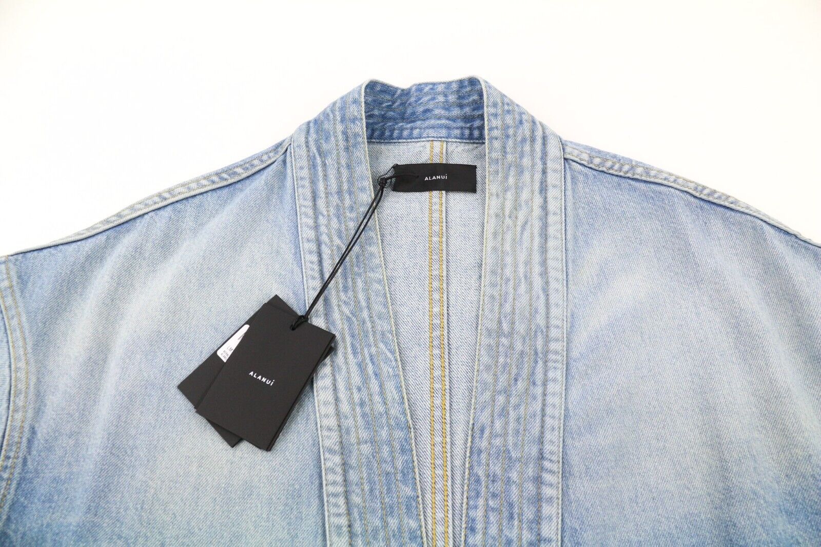 ALANUI Kerala vyriškas švarkas L ilgomis rankovėmis mėlynas medvilninis kimono RRP 699 € 