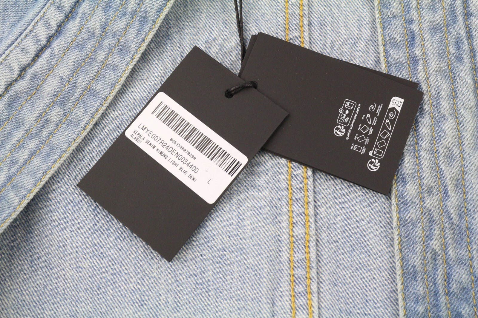 ALANUI Kerala vyriškas švarkas L ilgomis rankovėmis mėlynas medvilninis kimono RRP 699 € 