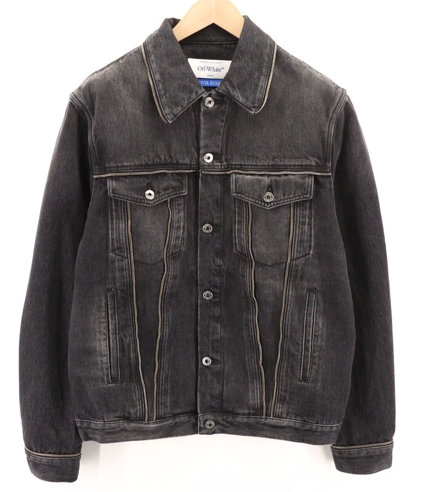 OFF-WHITE užtrauktuku dengta vyriška riedlenčių striukė S, skalbta juoda su užtrauktuku, RRP 995 € 